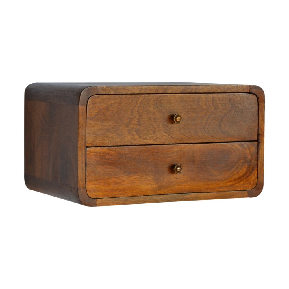 18" Brown Solid Wood Floating Nightstand — view 2