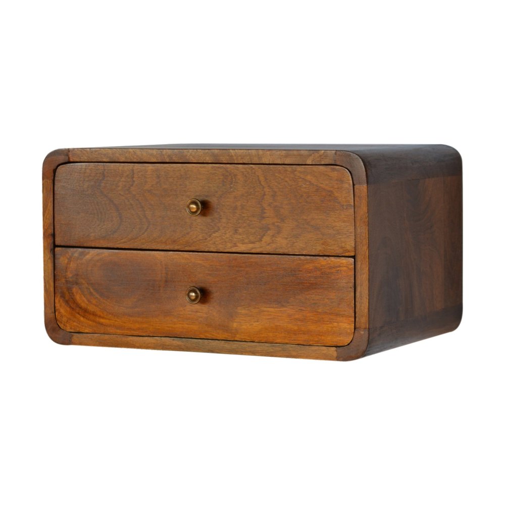 18" Brown Solid Wood Floating Nightstand HomeRoots