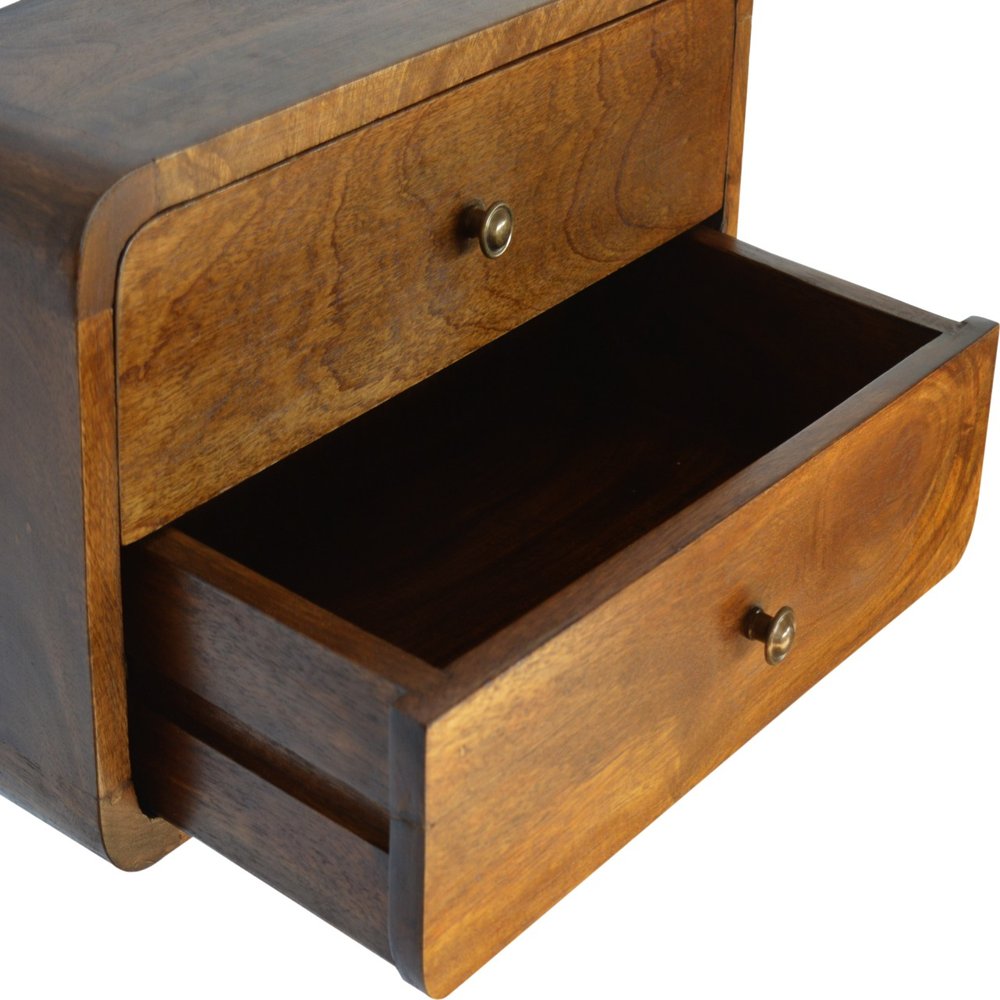 18" Brown Solid Wood Floating Nightstand HomeRoots