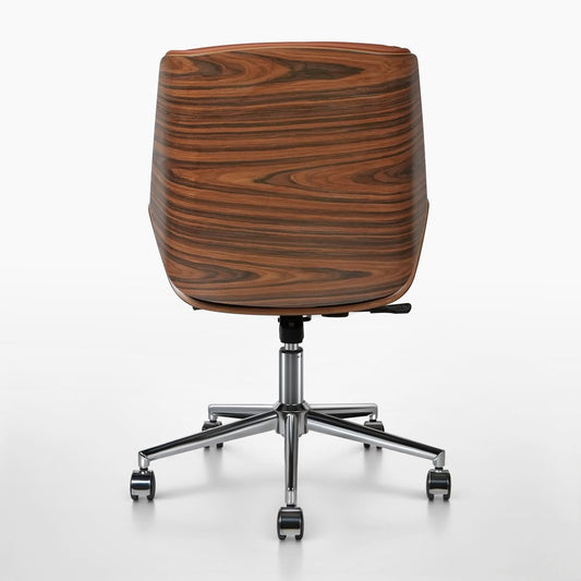 Brown Rosewood and Silver Adjustable Height Swivel Rolling Conference Office Chair HomeRoots