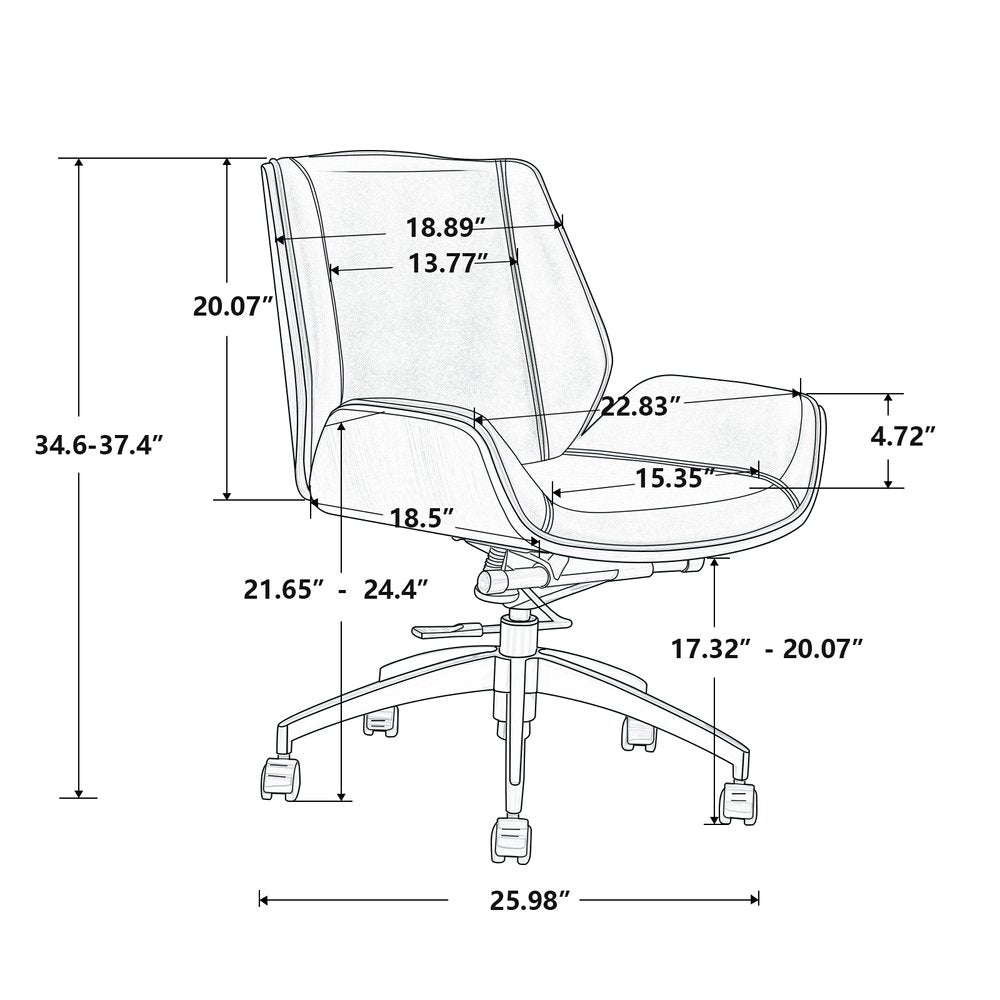 Brown Rosewood and Silver Adjustable Height Swivel Rolling Conference Office Chair HomeRoots