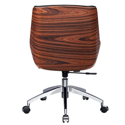Black Rosewood and Silver Adjustable Height Swivel Rolling Conference Office Chair HomeRoots