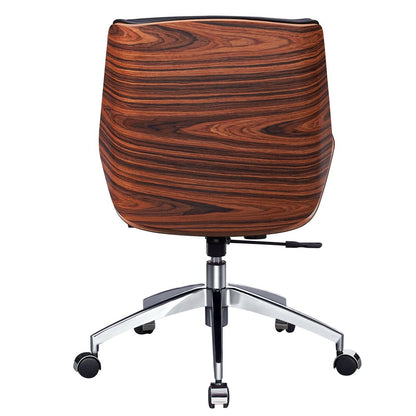 Black Rosewood and Silver Adjustable Height Swivel Rolling Conference Office Chair HomeRoots