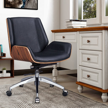 Black Rosewood and Silver Adjustable Height Swivel Rolling Conference Office Chair HomeRoots
