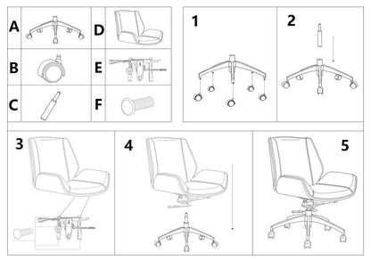Black Rosewood and Silver Adjustable Height Swivel Rolling Conference Office Chair HomeRoots