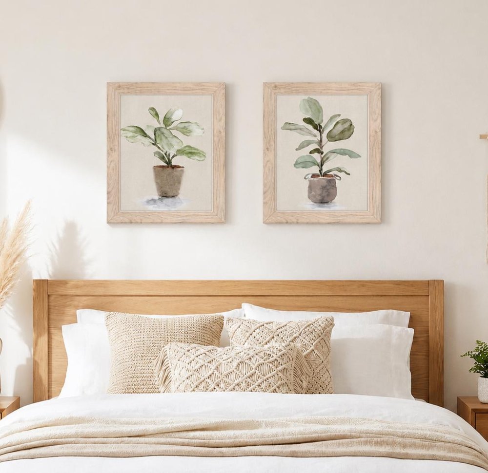 Set Of Two Fiddle Fig Tree Brown Framed Wall Art HomeRoots