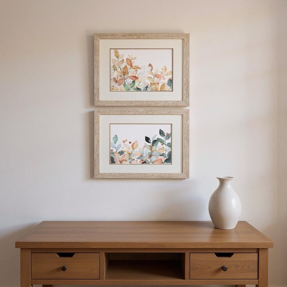 Set Of Two Autumn Leaves Brown Framed Wall Art — view 4