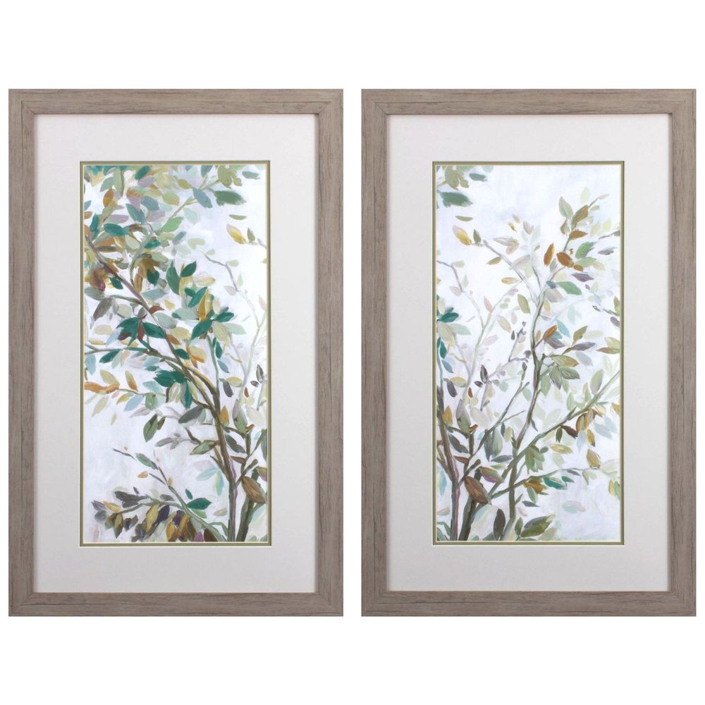 Set Of Two Leaves of Tree Brown Framed Wall Art HomeRoots