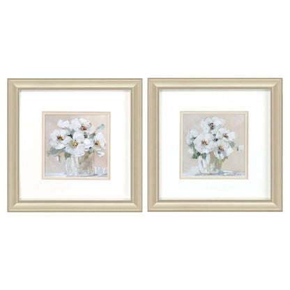 Set Of Two Soft Whites Gold Framed Wall Art HomeRoots
