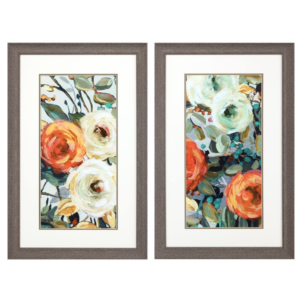 Set Of Two Floral Warmth Brown Framed Wall Art HomeRoots
