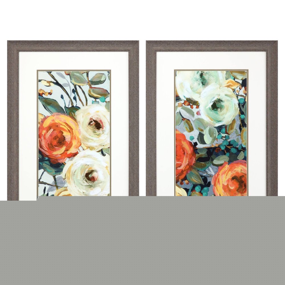 Set Of Two Floral Warmth Brown Framed Wall Art HomeRoots