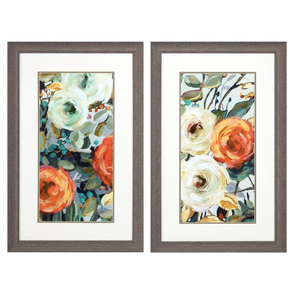 Set Of Two Floral Warmth Brown Framed Wall Art HomeRoots