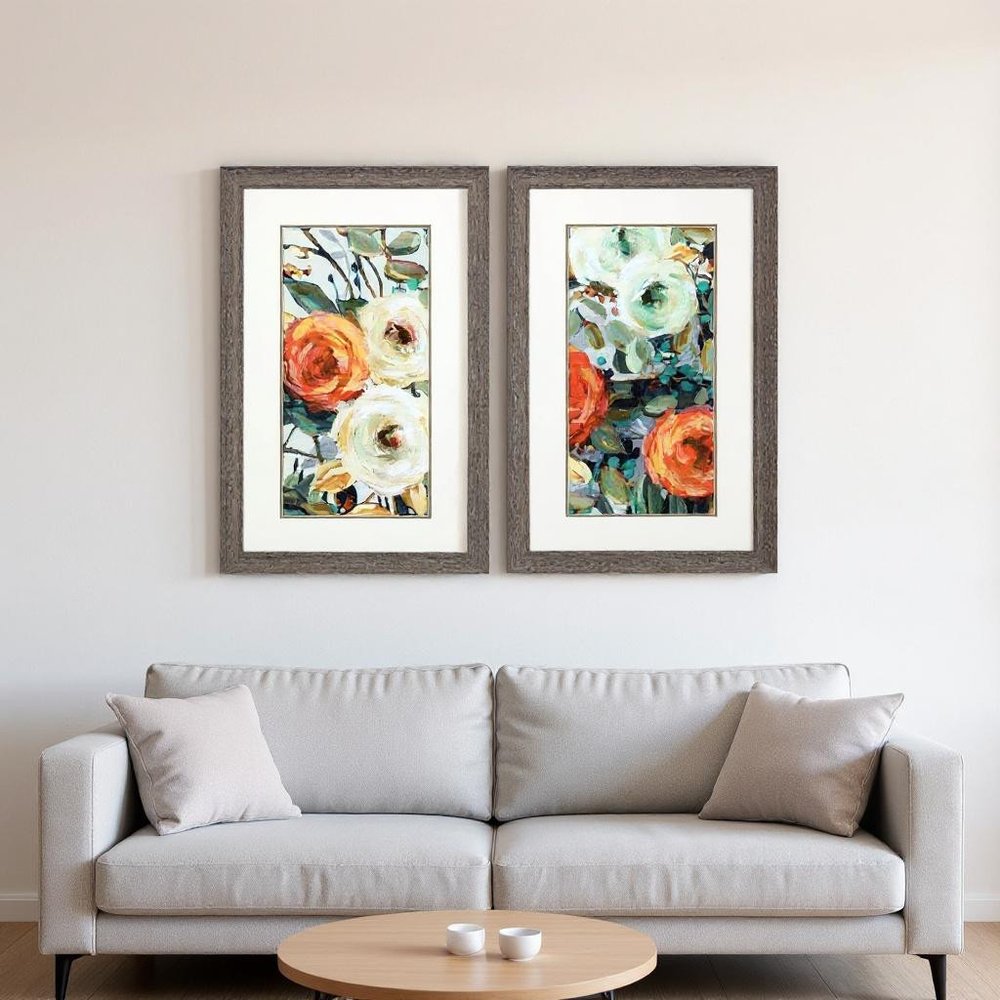 Set Of Two Floral Warmth Brown Framed Wall Art HomeRoots