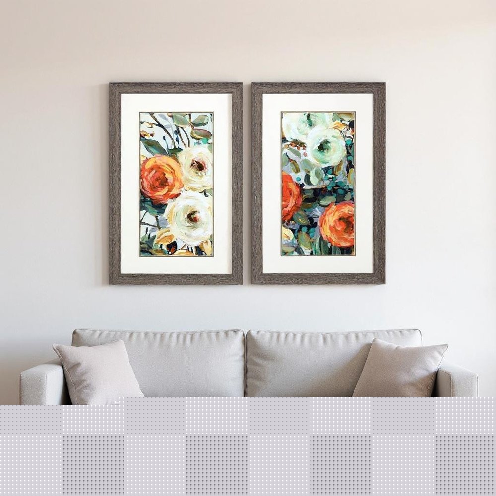 Set Of Two Floral Warmth Brown Framed Wall Art HomeRoots