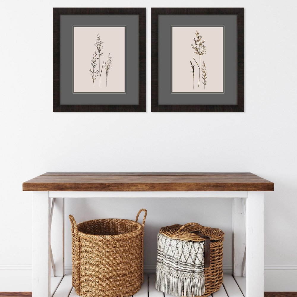 Set Of Two Delicate Stems Brown Framed Wall Art HomeRoots