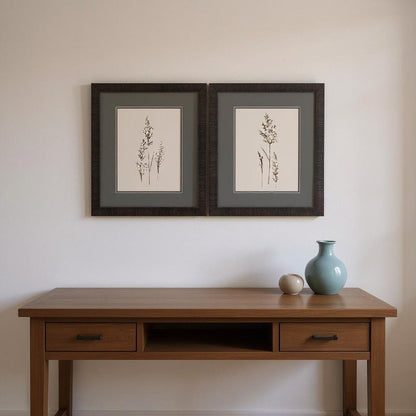 Set Of Two Delicate Stems Brown Framed Wall Art HomeRoots
