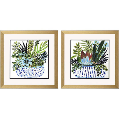 Set Of Two Succulent Garden Gold Framed Wall Art HomeRoots