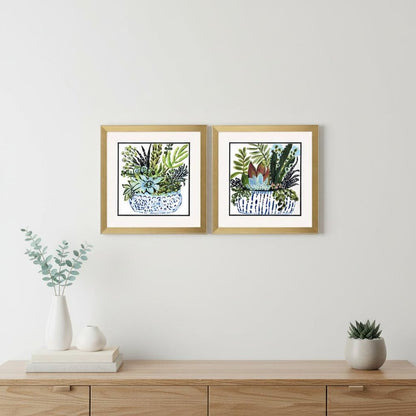 Set Of Two Succulent Garden Gold Framed Wall Art HomeRoots