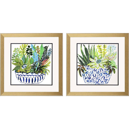 Set Of Two Succulent Garden II Gold Framed Wall Art HomeRoots