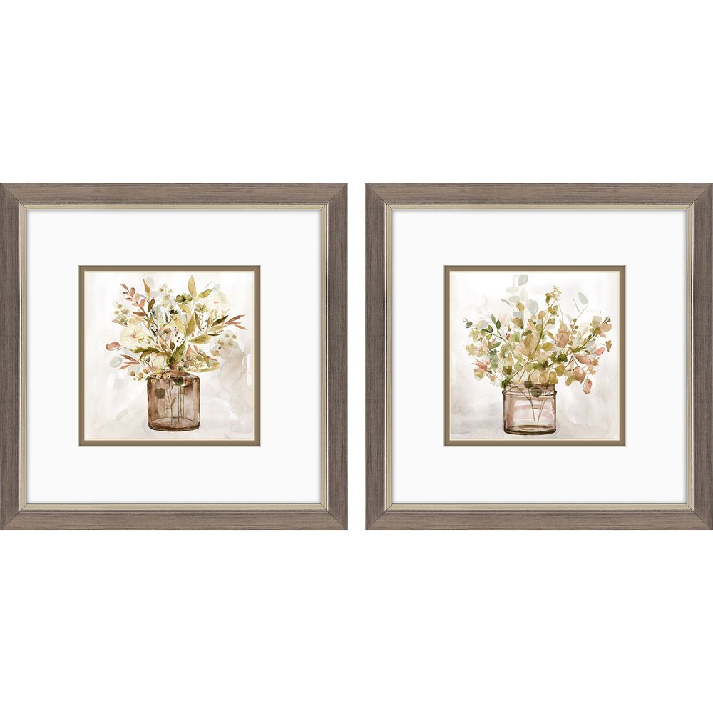 Set Of Two Earthy Garden Silver Framed Wall Art HomeRoots