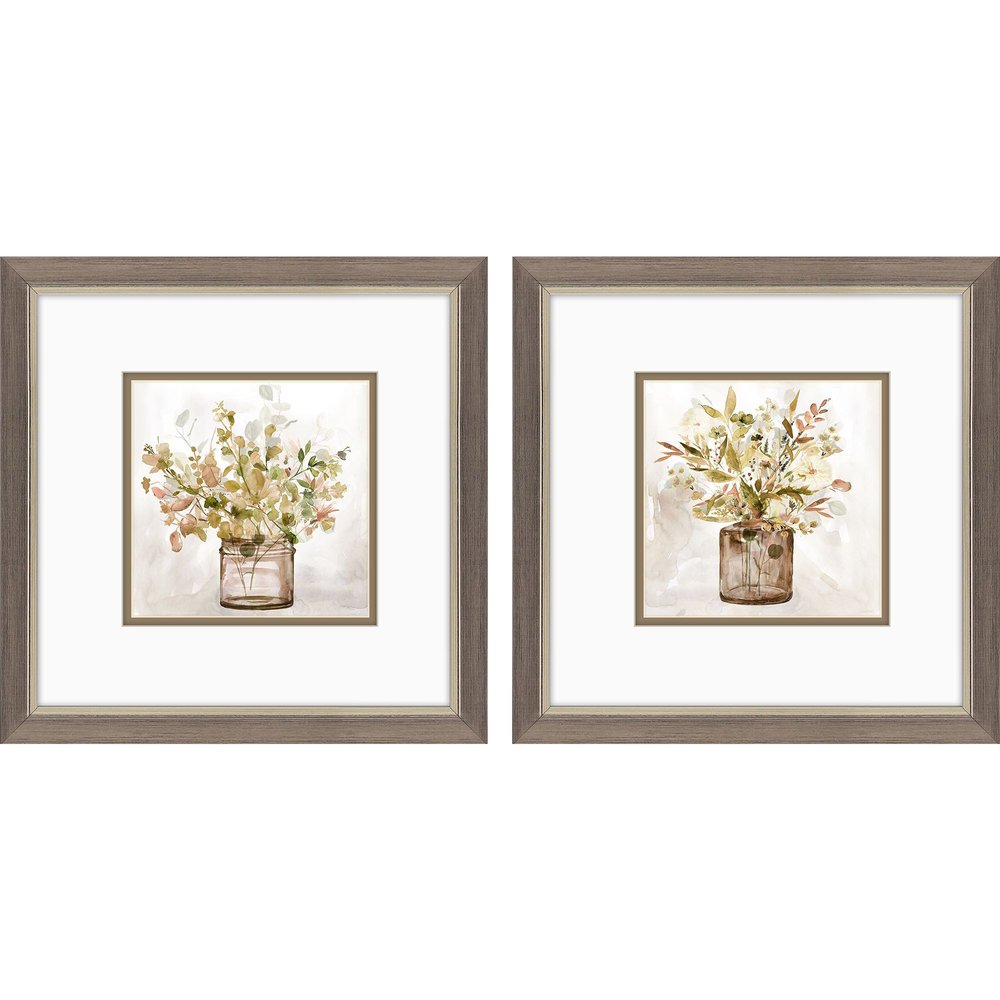 Set Of Two Earthy Garden Silver Framed Wall Art HomeRoots