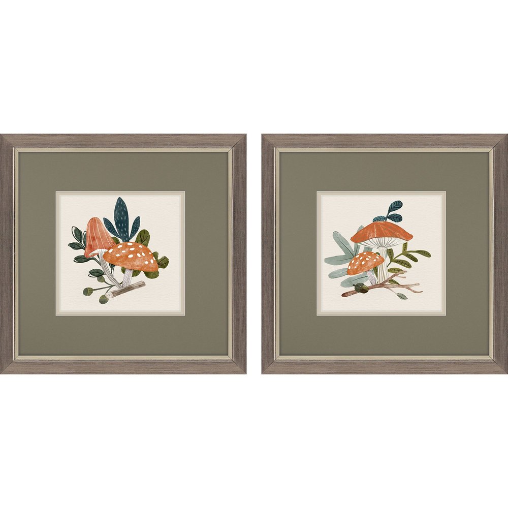 Set Of Two Amanita Mushroom Silver Framed Wall Art HomeRoots