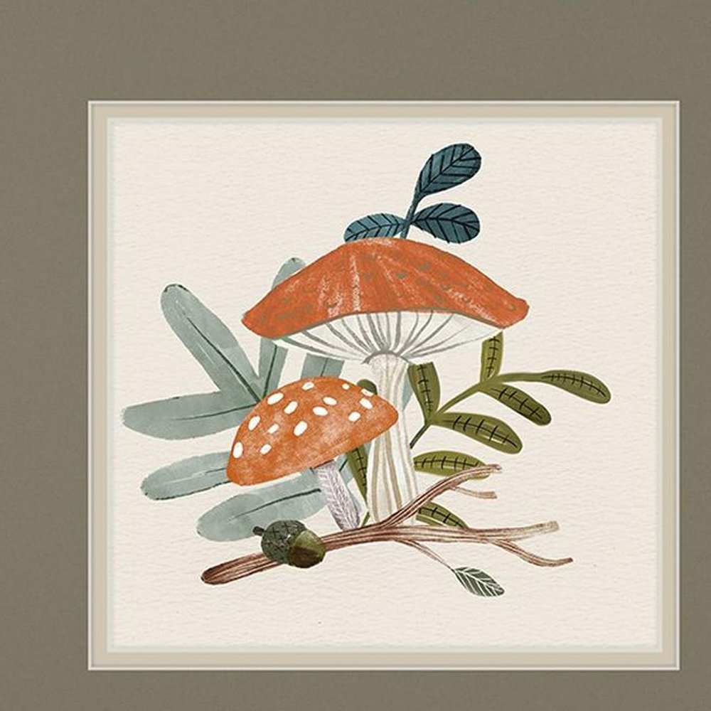 Set Of Two Amanita Mushroom Silver Framed Wall Art HomeRoots