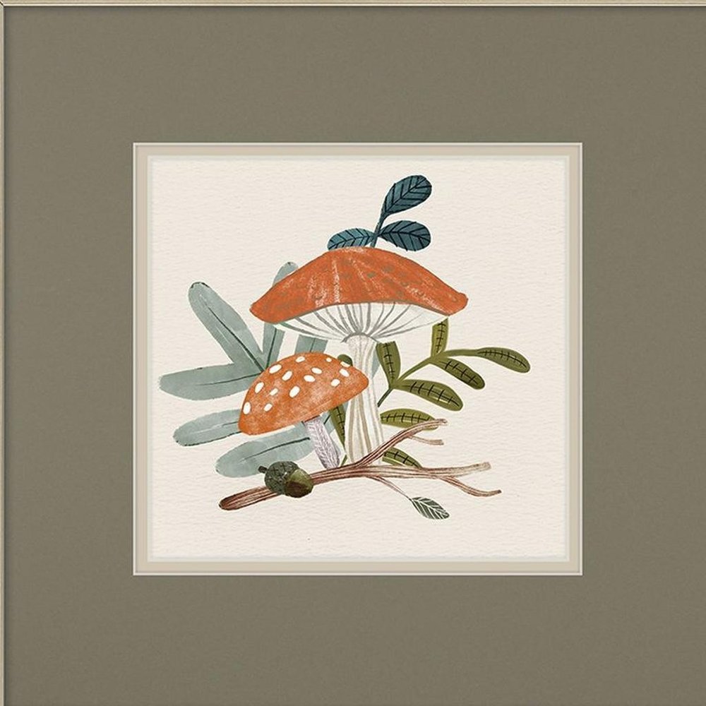 Set Of Two Amanita Mushroom Silver Framed Wall Art HomeRoots