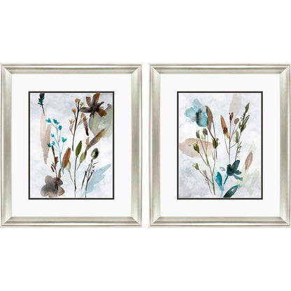 Set Of Two Watercolor Wildflower Silver Framed Wall Art HomeRoots