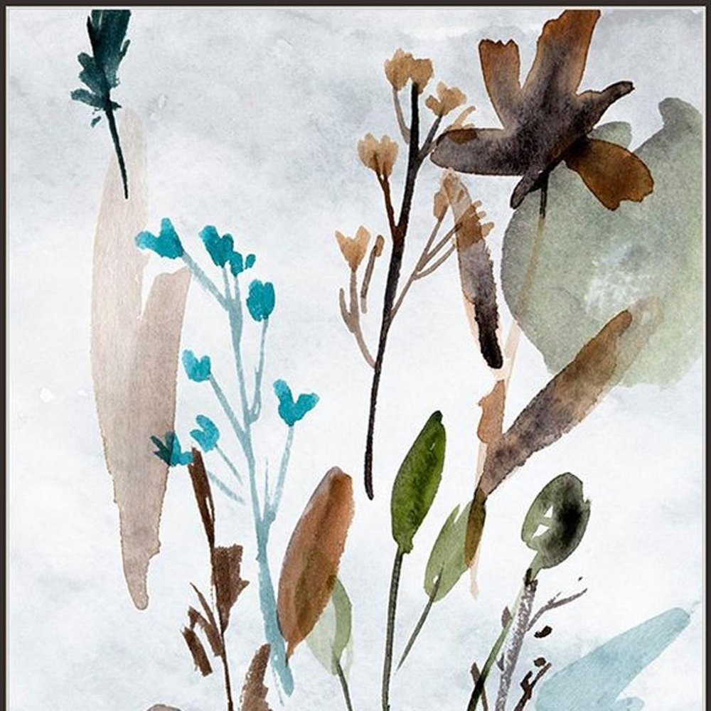 Set Of Two Watercolor Wildflower Silver Framed Wall Art HomeRoots