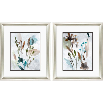 Set Of Two Watercolor Wildflower Silver Framed Wall Art HomeRoots