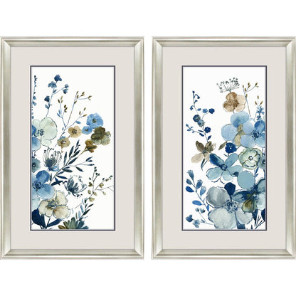 Set Of Two Blue Blossoming Silver Framed Wall Art HomeRoots