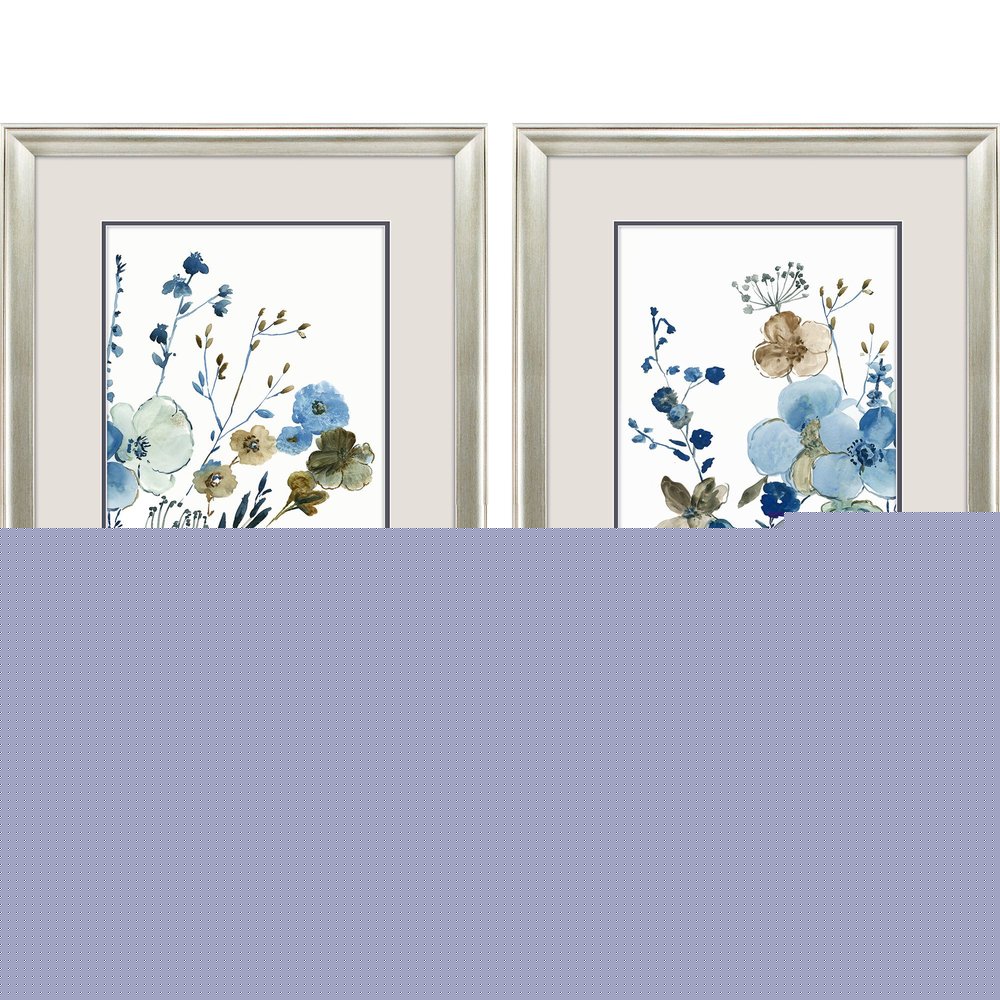 Set Of Two Blue Blossoming Silver Framed Wall Art HomeRoots