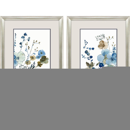 Set Of Two Blue Blossoming Silver Framed Wall Art HomeRoots