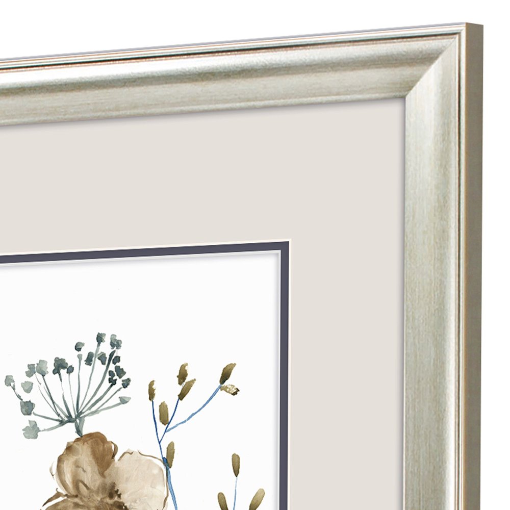 Set Of Two Blue Blossoming Silver Framed Wall Art HomeRoots