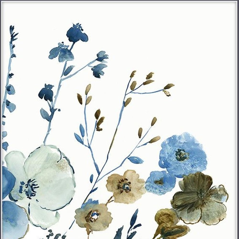 Set Of Two Blue Blossoming Silver Framed Wall Art HomeRoots