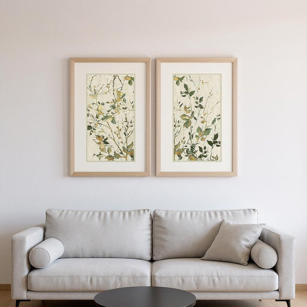 Set Of Two Golden Green Branches Gold Framed Wall Art HomeRoots