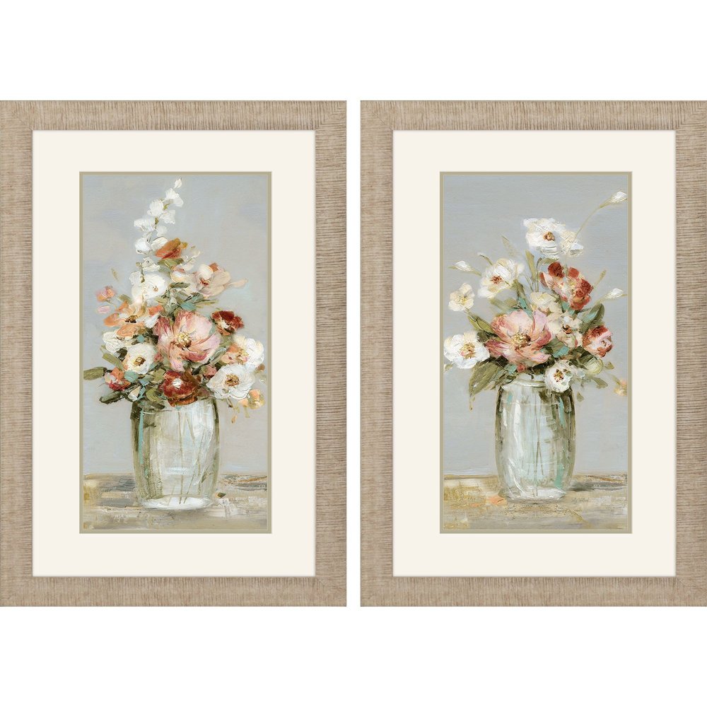 Set Of Two Country Arrangement Distressed Gold Framed Wall Art HomeRoots