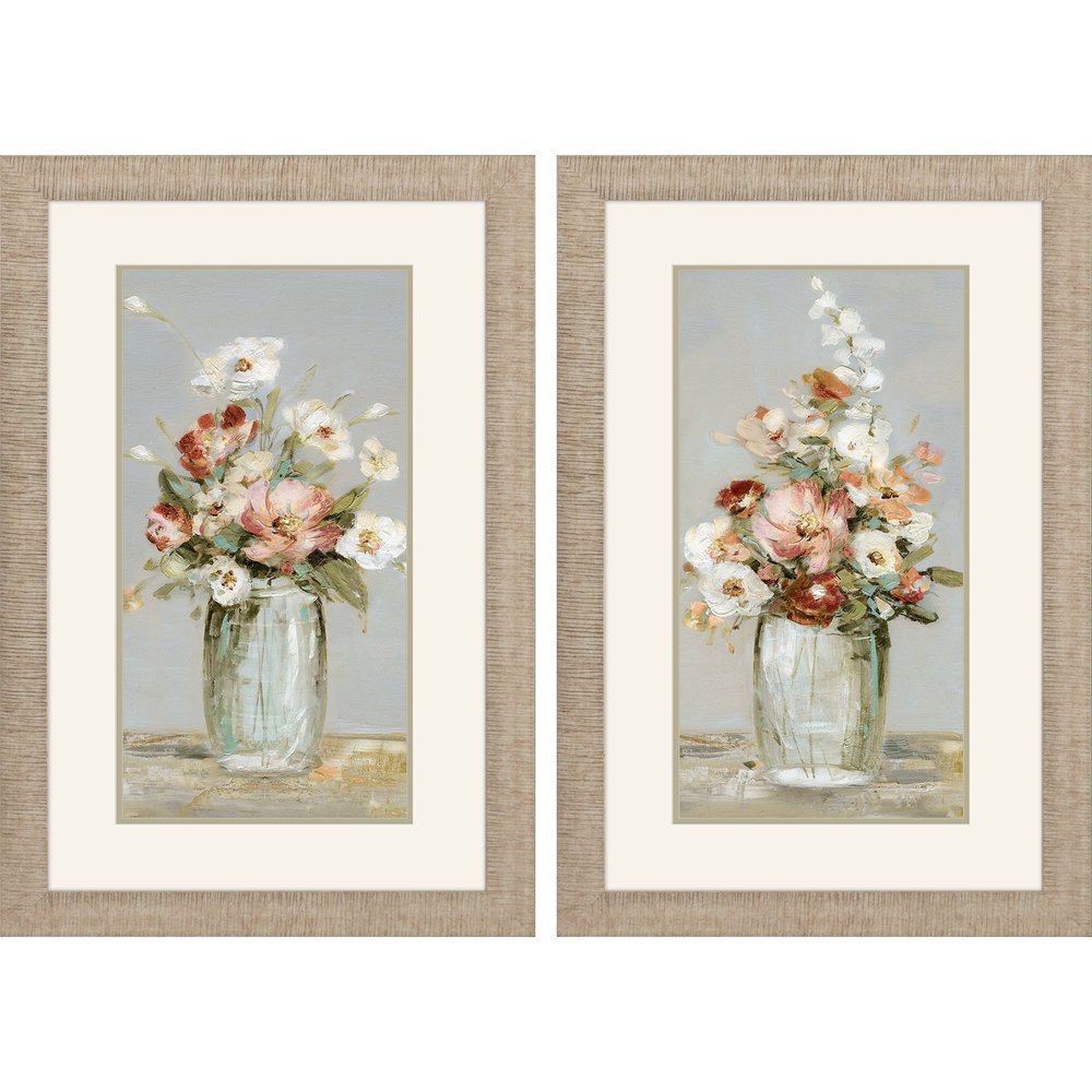 Set Of Two Country Arrangement Distressed Gold Framed Wall Art HomeRoots