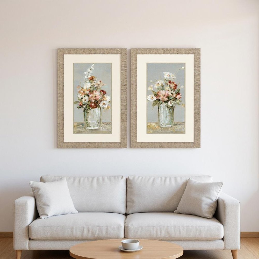 Set Of Two Country Arrangement Distressed Gold Framed Wall Art HomeRoots