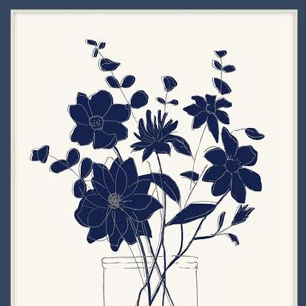 Set Of Two Indigo Sketch Brown Framed Wall Art — view 2