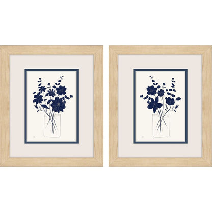 Set Of Two Indigo Sketch Brown Framed Wall Art HomeRoots