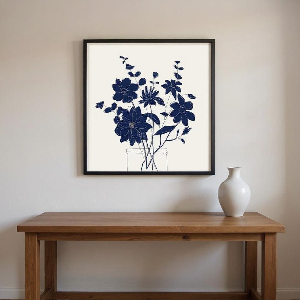 Set Of Two Indigo Sketch Brown Framed Wall Art HomeRoots