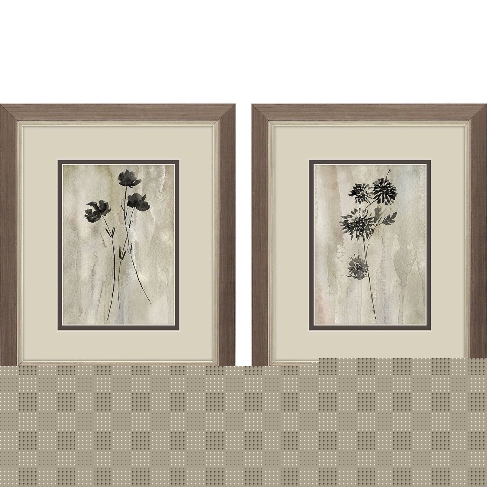 Set Of Two Sumi-e Silhouette II Silver Framed Wall Art HomeRoots