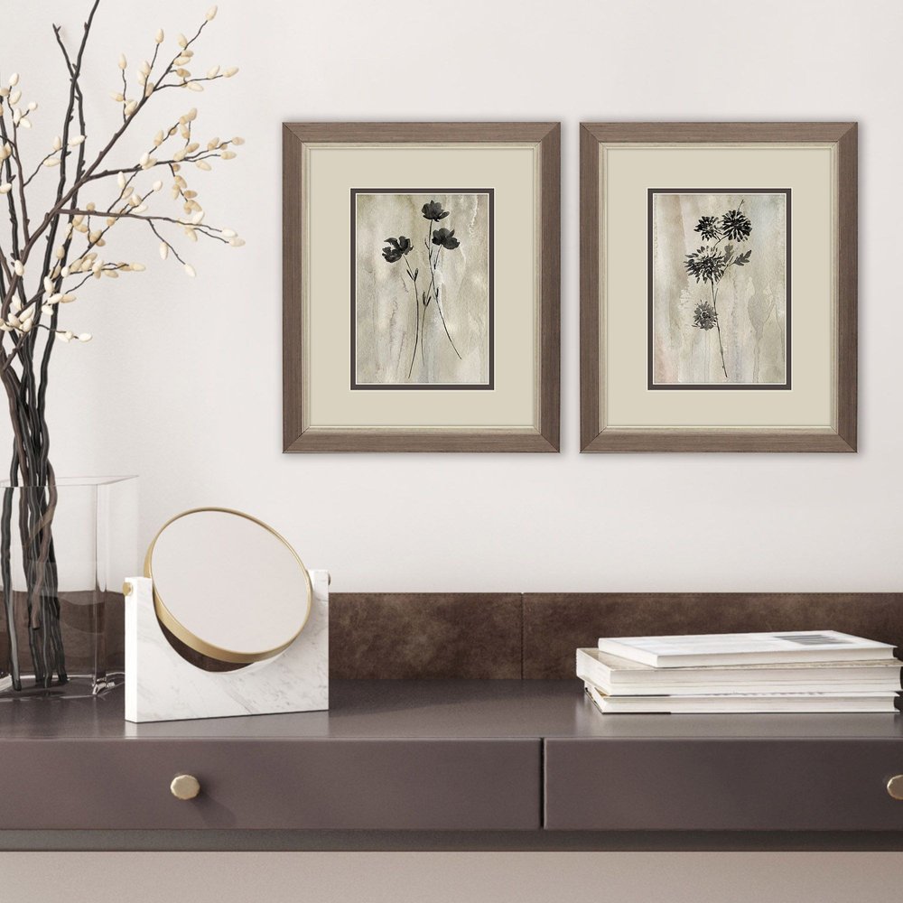 Set Of Two Sumi-e Silhouette II Silver Framed Wall Art HomeRoots