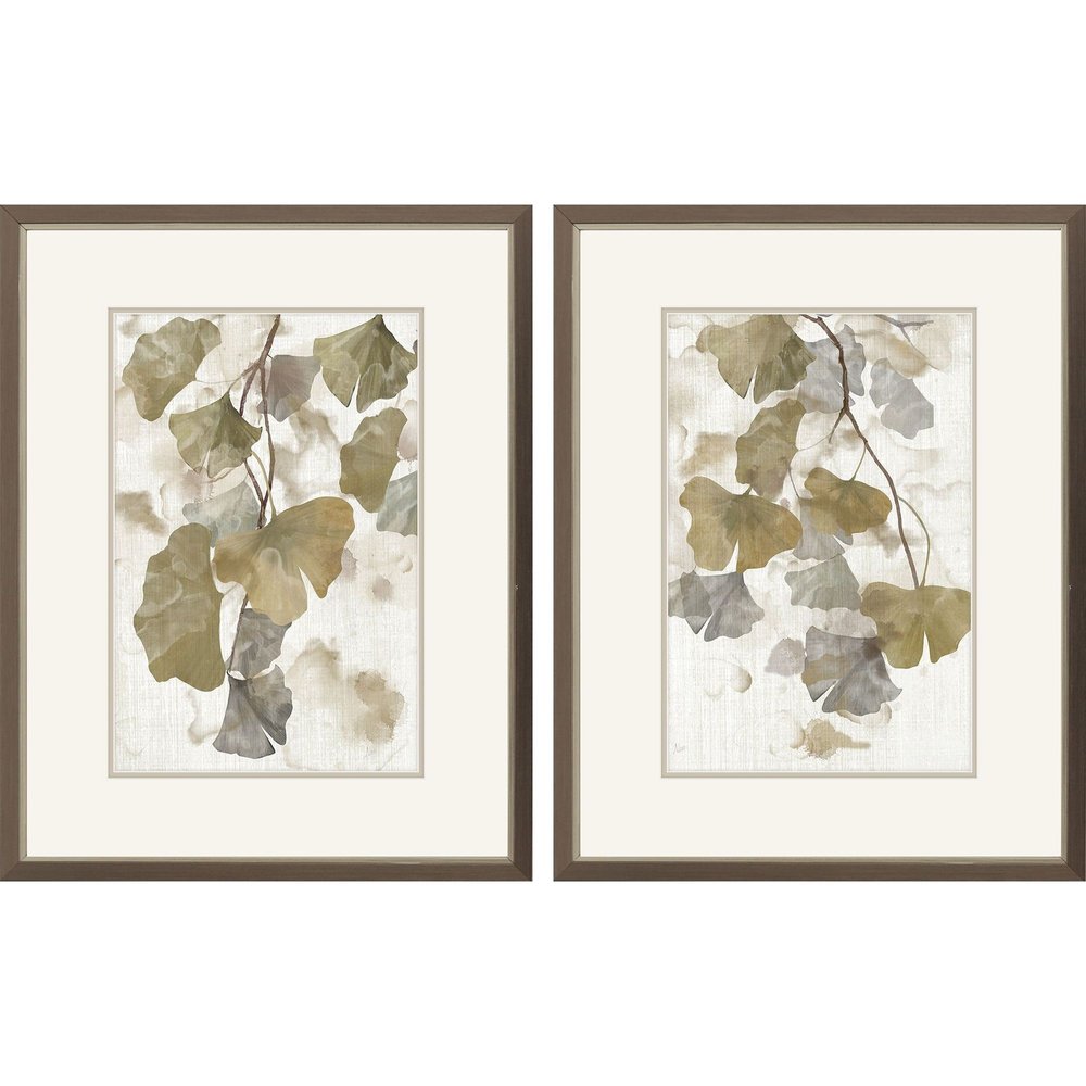 Set Of Two Gingko Accent Silver Framed Wall Art HomeRoots