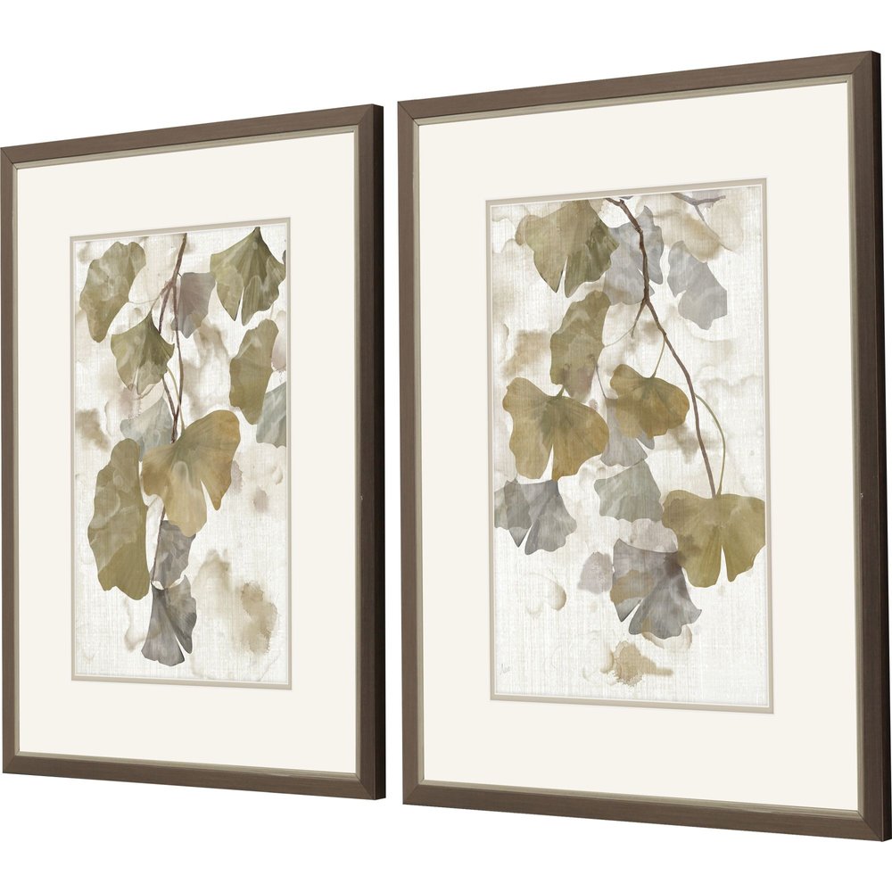 Set Of Two Gingko Accent Silver Framed Wall Art HomeRoots