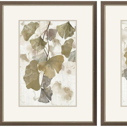 Set Of Two Gingko Accent Silver Framed Wall Art HomeRoots