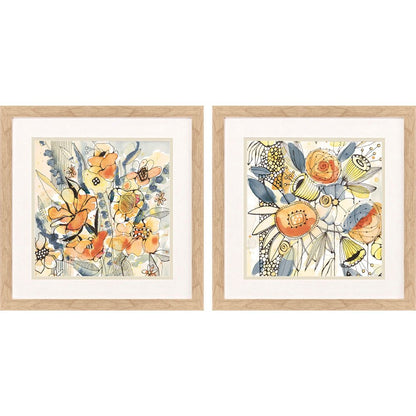 Set Of Two Bursting Wildflowers Brown Framed Wall Art HomeRoots