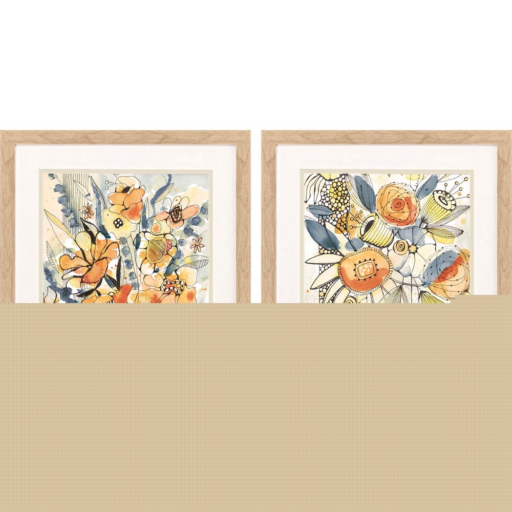Set Of Two Bursting Wildflowers Brown Framed Wall Art HomeRoots